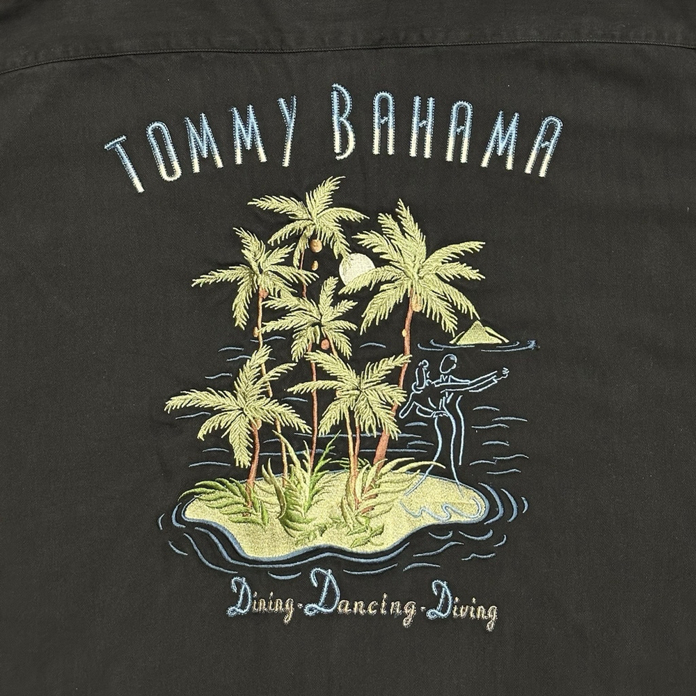 Tommy Bahama Mens XL Black Silk Button Down Dining Dancing Diving Short Sleeve